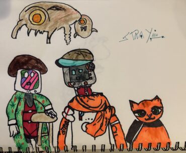 My 6 yr old daughter and I just finished Stray together - she wanted to share a drawing of her favourite characters!