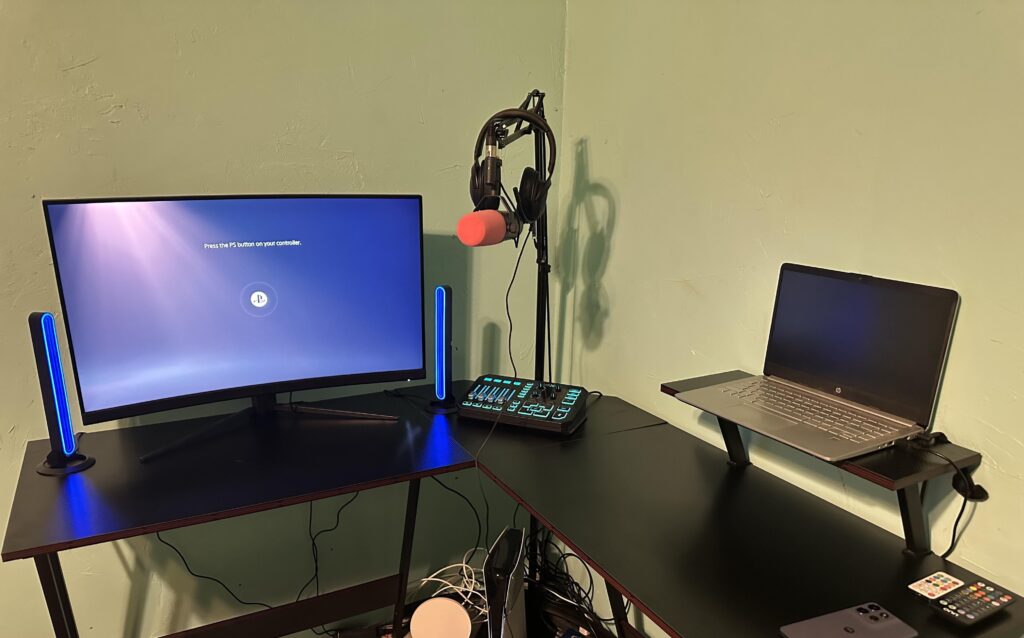My first corner desk battle station (Don’t have a pc yet, trying hard to get one)