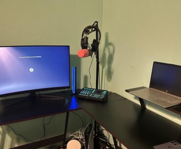 My first corner desk battle station (Don’t have a pc yet, trying hard to get one)