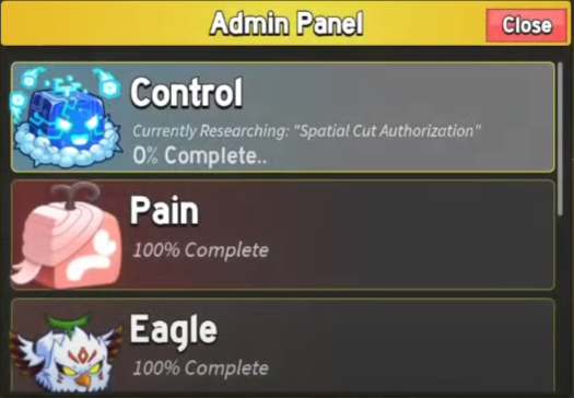 Control Blox Fruits admin panel