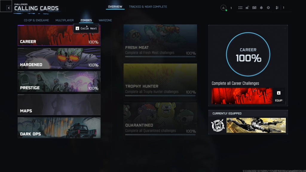 All zombies dark ops calling cards