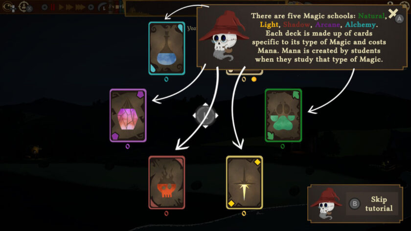 Tutorial page showing the different magic schools. Published on LadiesGamers.