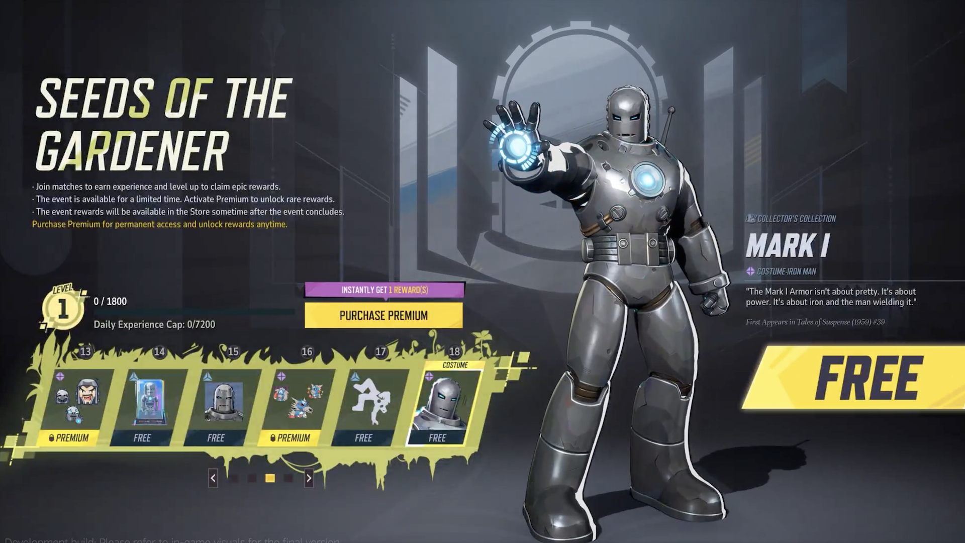 The Iron Man Mark 1 suit as part of Marvel Rivals' event screen