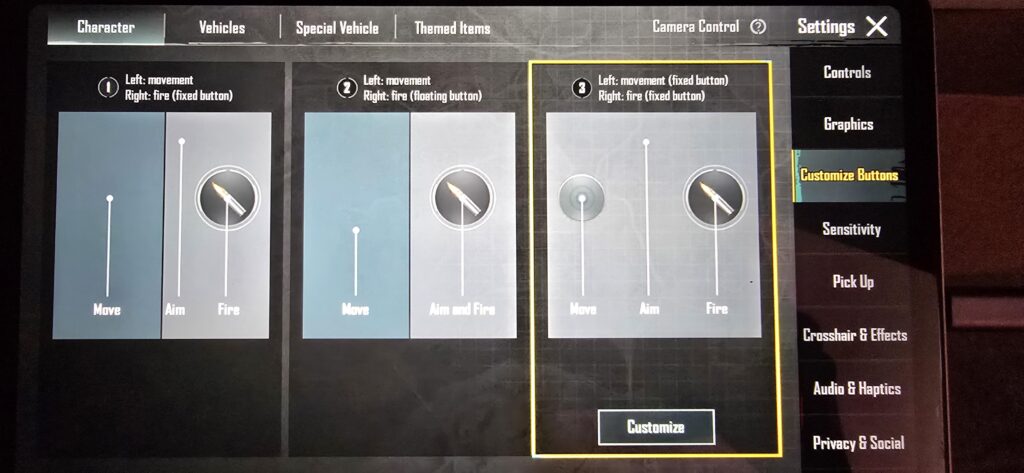 If I want to have the static joystick do I have redo my hud layout as it resets?