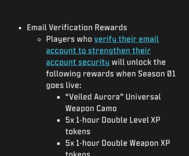 Free Double XP Tokens For Email Verification