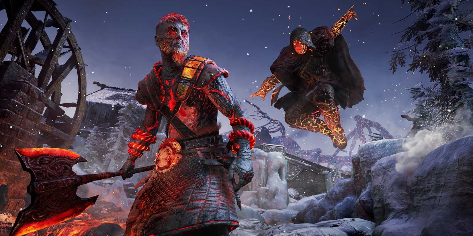 Eivor jumping onto an enemy in Assassin's Creed Valhalla's DLC