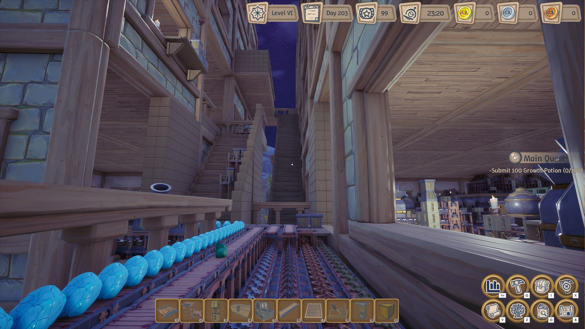 alchemy-factory-gameplay Alchemy Factory - The player inspects their facility.