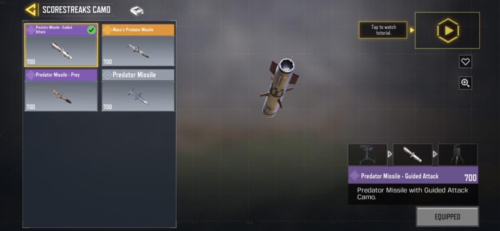So not all predator missile has the new animation….. Only the Guided Attack has it
