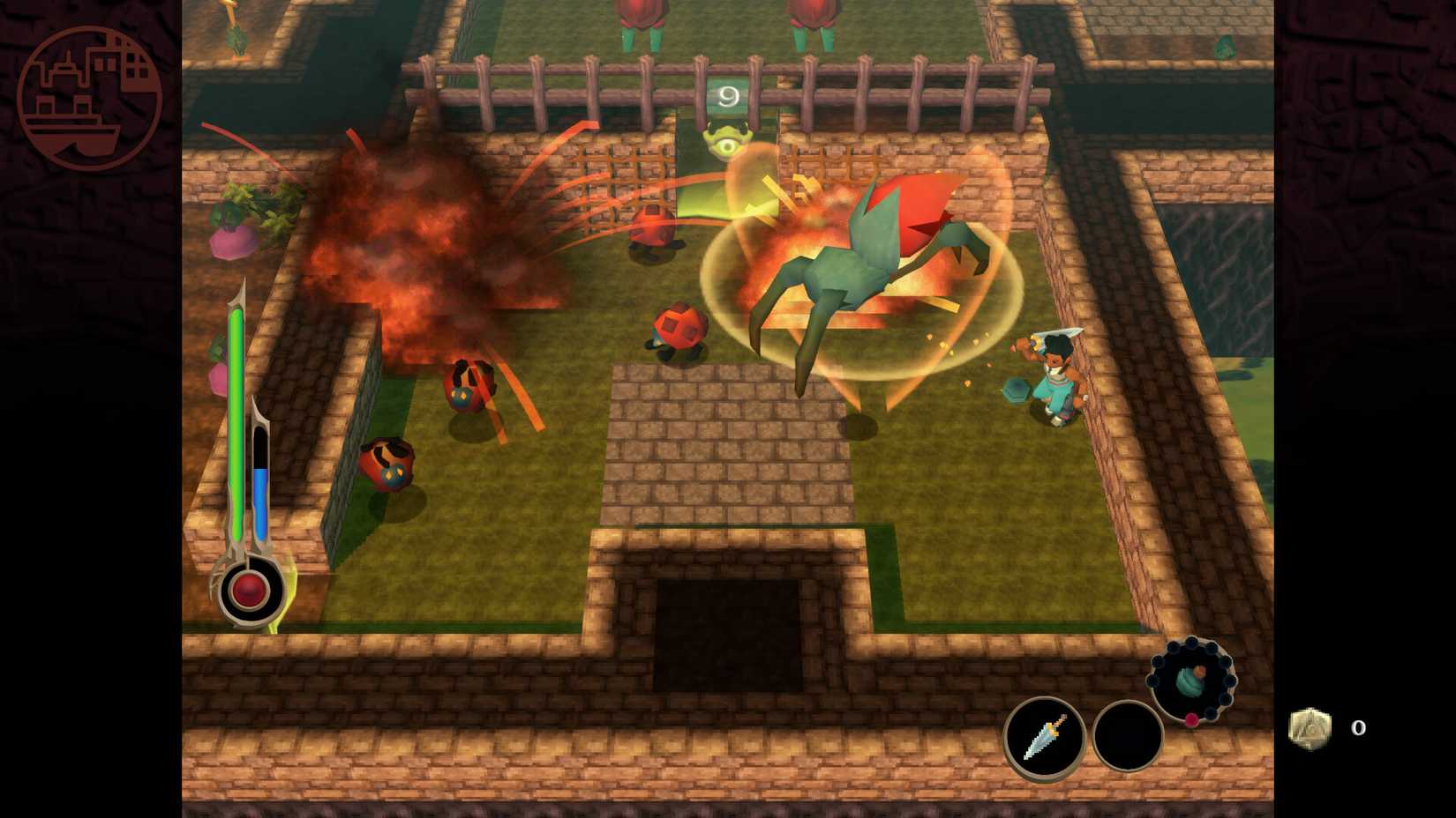 A hero fights a flying monster in Angeline Era.
