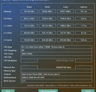DDR5 write bandwidth 1/2 of read/expected write bandwidth. Arrowlake