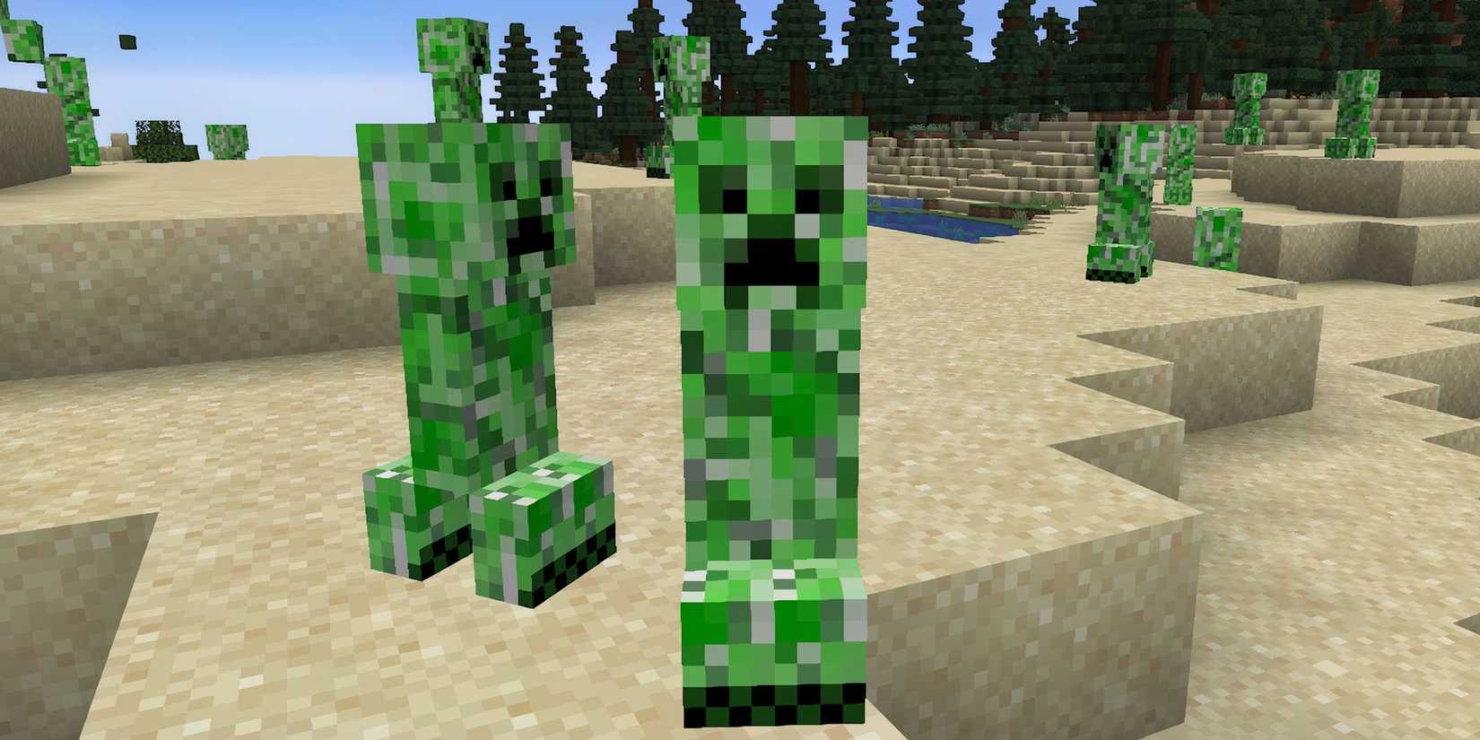 A hoard of Creepers in the Minecraft video game