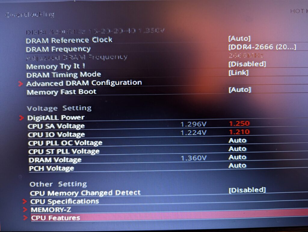 Which value is the real value for CPU SA/IO