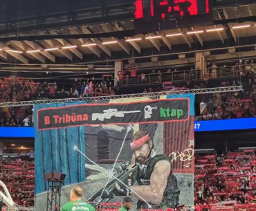 In the Lithuanian basketball league Rytas ultras raised a CS inspired tifo against Žalgiris