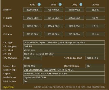 Is 85+ ns latency bad for 9800X3D + stock DDR5-6000 CL30 RAM?