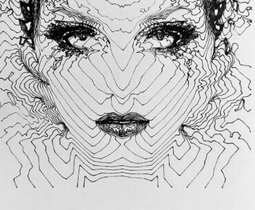 Cyberpunk style digital portrait : pen plotted