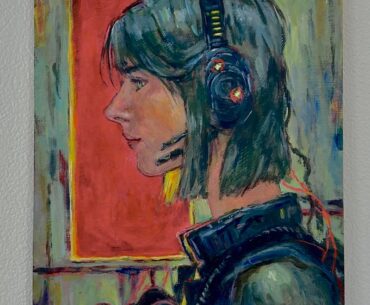 woman with cybernetics (a painting)