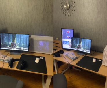 Which position pc on the desk looks cleaner you think?