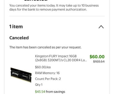 Walmart cancelled my RAM order to restock it at full price