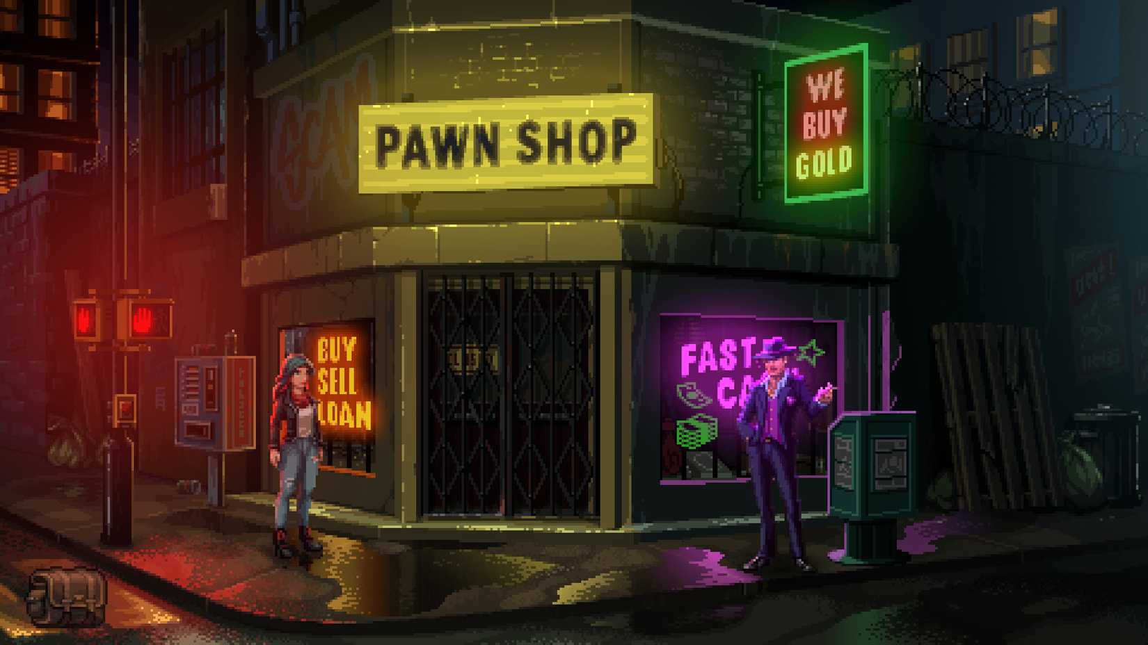 A pawn shop in Kathy Rain 2: Soothsayer