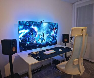 My Work/Gaming Setup & Finally Brought My Speakers To Ear Level.