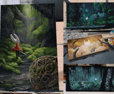 I've been making some hollow knight/silksong acrylic paintings!