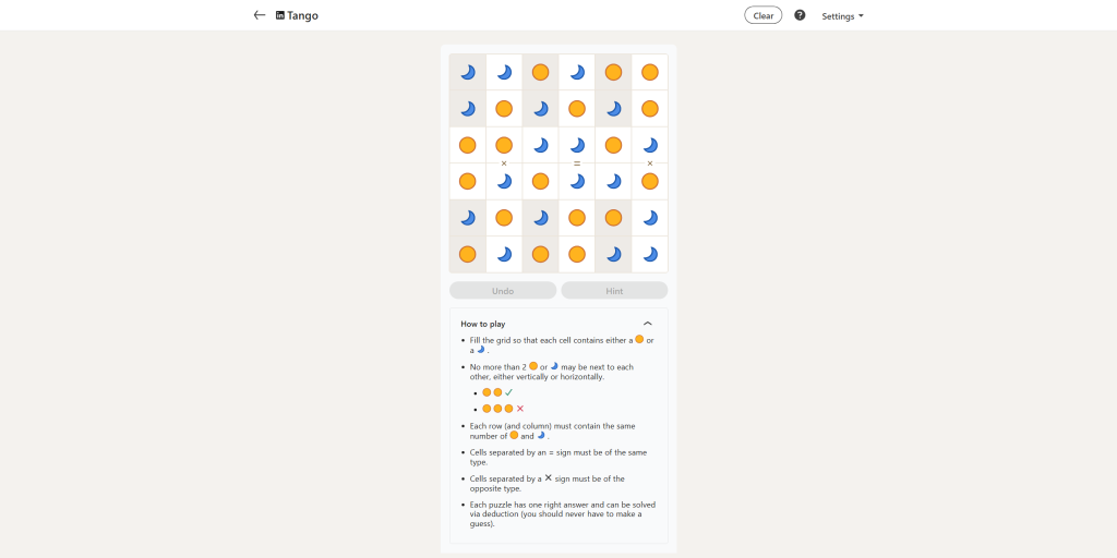 A screenshot of the Linkedin Games.