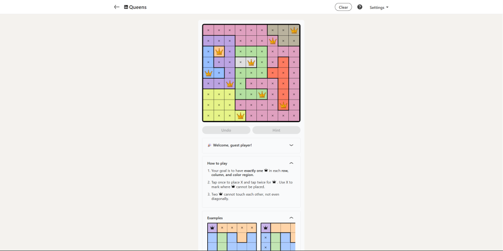 A screenshot of the Linkedin Games.