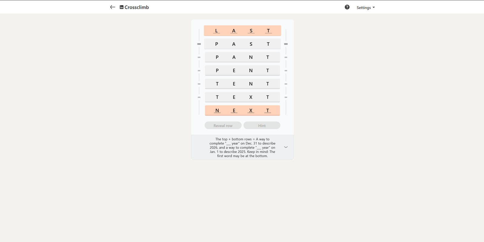 A screenshot of the Linkedin Games.