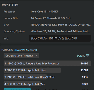 Cinebench 2026 - 14600KF & 5070 Ti Stock / OC Baselines