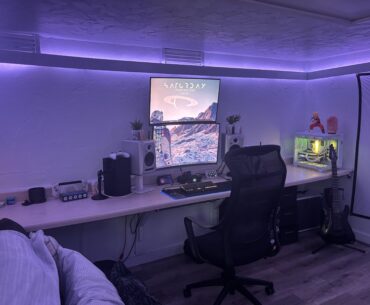 Should I lower the monitors a bit or leave it. Not really an issue at all. I have trouble keeping wallpapers and always changing them, I am kind over using wallpaper engine cuz nothing seems to fit how I would like. Can any one give me some ideas please? Thanks.