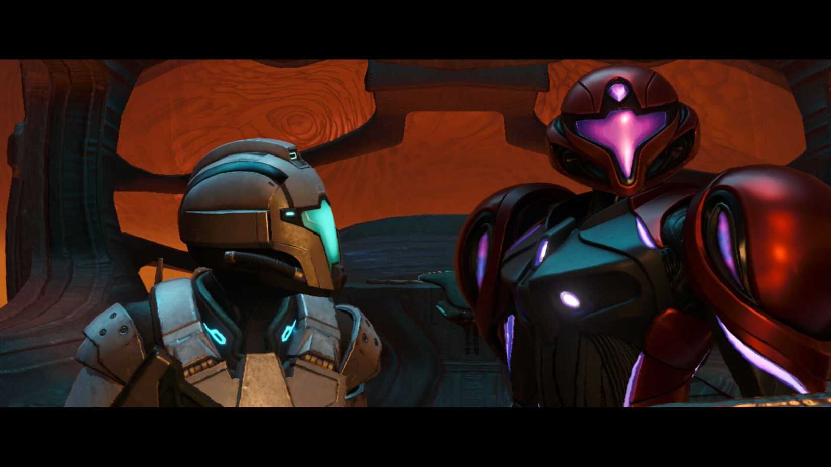 Nora Armstrong looks at Samus in Metroid prime 4: Beyond.