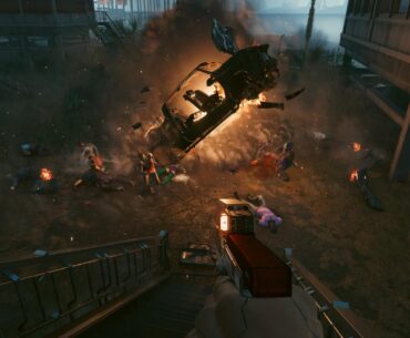 When you see a large group of people standing around a car *Self-destruct car*