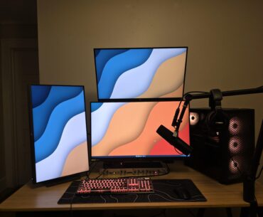 Audio Engineer battle station Update: 4k monitor added on top.