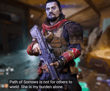 Ok so it's confirmed the being that Takeo is talking to is his katana the Path of Sorrows and it's a cursed sword