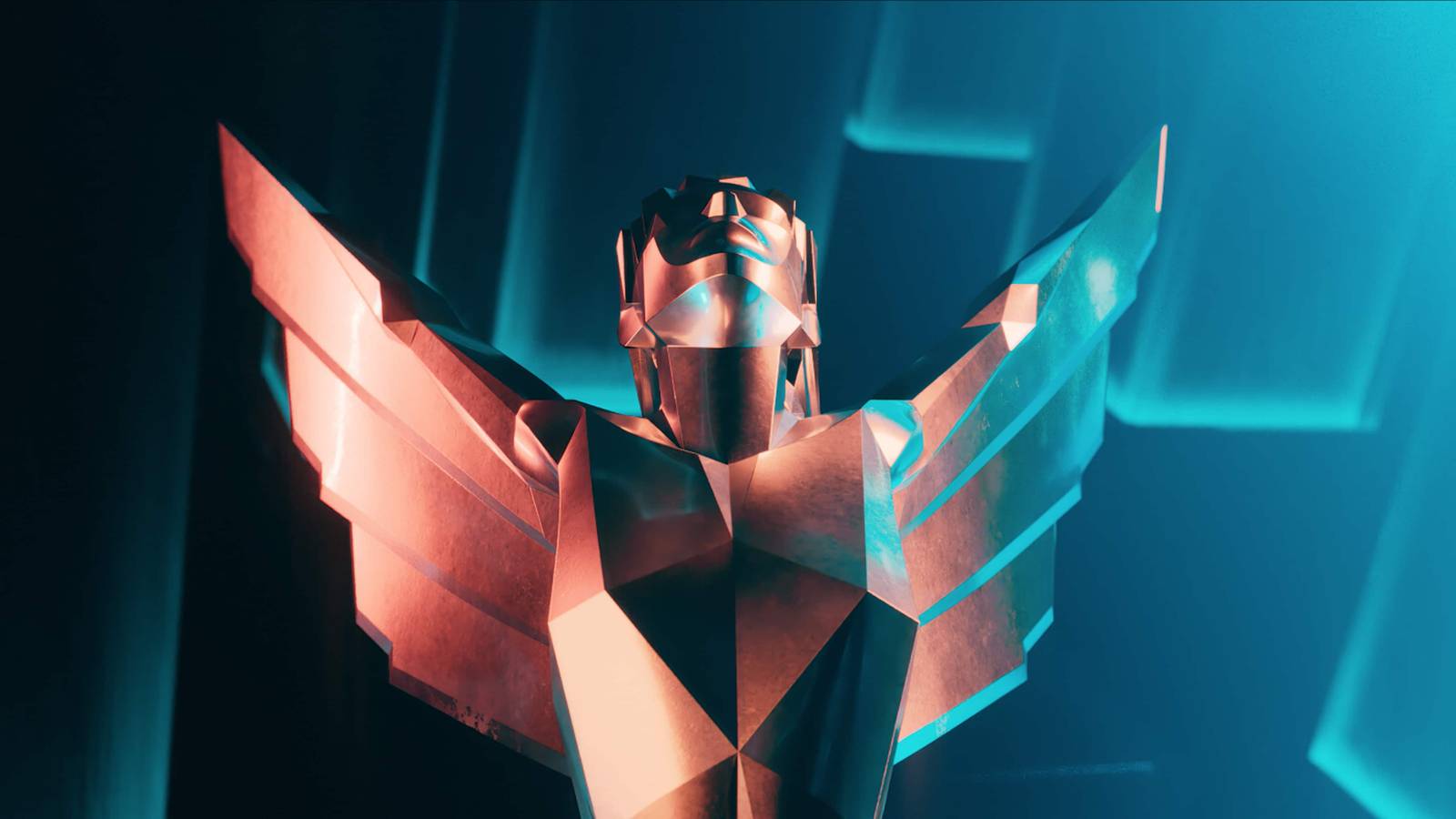 A front-on view of The Game Awards trophy