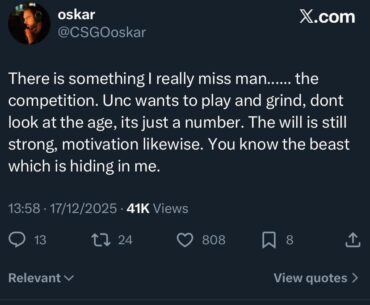 Oskar: Unc wants to play and grind