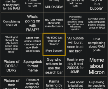 Introducing the r/PCMR RAM apocalypse Bingo card - Grab a copy and play now