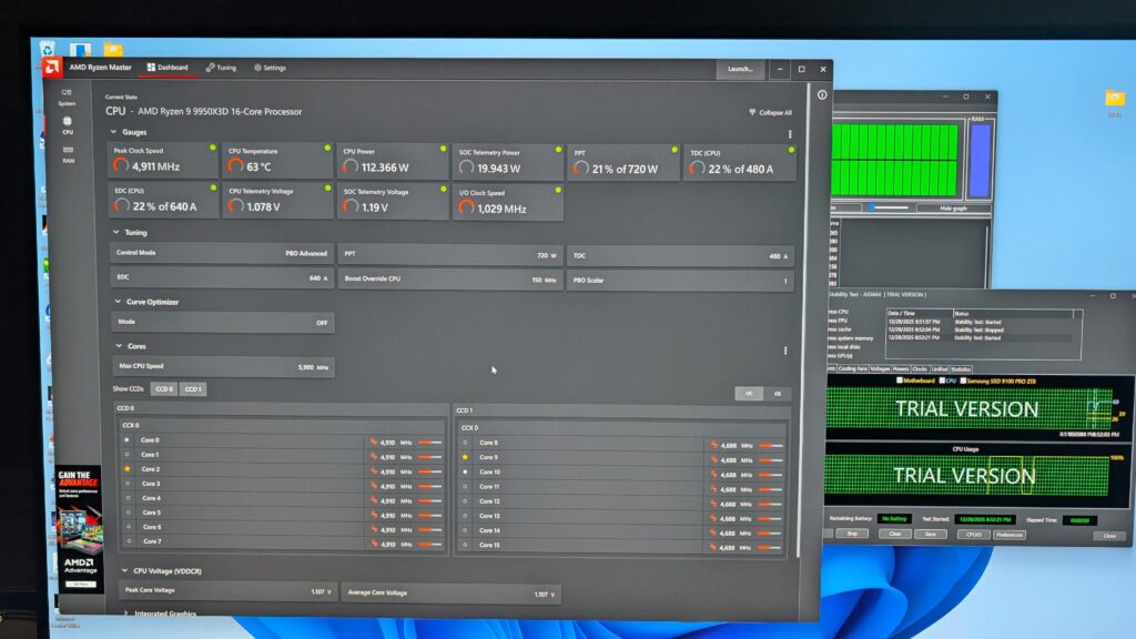 AMD 9950X3D PBO +150 does not want to go above 5000MHz under stress test Aida64 load AMD 9950X3D PBO +150 does not want to go above 5000MHz under stress test Aida64 load