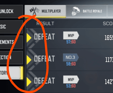What are the triangular symbols to the left of the match results?