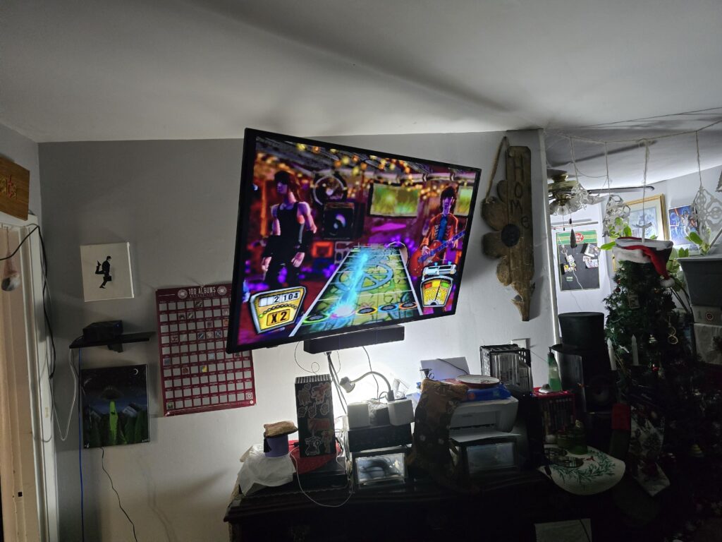 Came home and walked in on my wife playing Guitar Hero on PS2