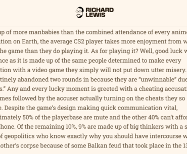 Richard Lewis on the average CS2 player