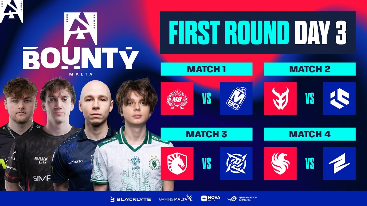BLAST Bounty Malta, Round 1, Day 3 – GM vs M80, 3DMAX vs IC, Liquid vs NIP, Falcons vs ECSTATIC BLAST Bounty Malta, Round 1, Day 3 - GM vs M80, 3DMAX vs IC, Liquid vs NIP, Falcons vs ECSTATIC