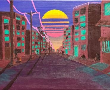 Acrylic painting by me, unsure what to call it. Made with neon paint