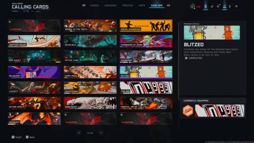 Got the new Blitzed dark ops. Only 1 undiscovered, missing the 1M kills and the 2 Dead Ops 4 Dark Ops then I have 100%.