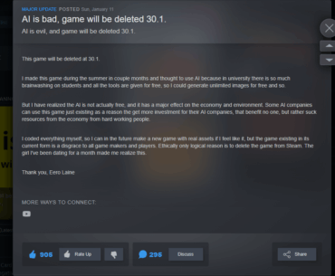 This is an interesting and honestly a very dignified act/take by an indie dev