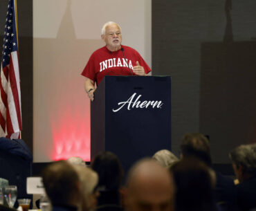 Gaming industry CEO John Acres addresses a group at a luncheon at the Ahearn Hotel on how the g ...