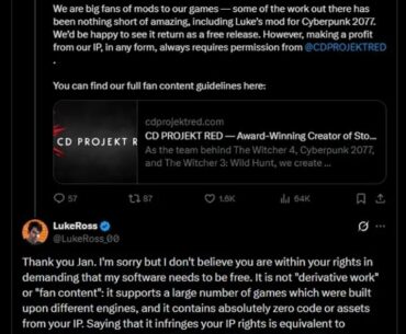 CDPR literally offered him the choice to make his mod free with optional donations to avoid a DMCA takedown and he deliberately chose wrong