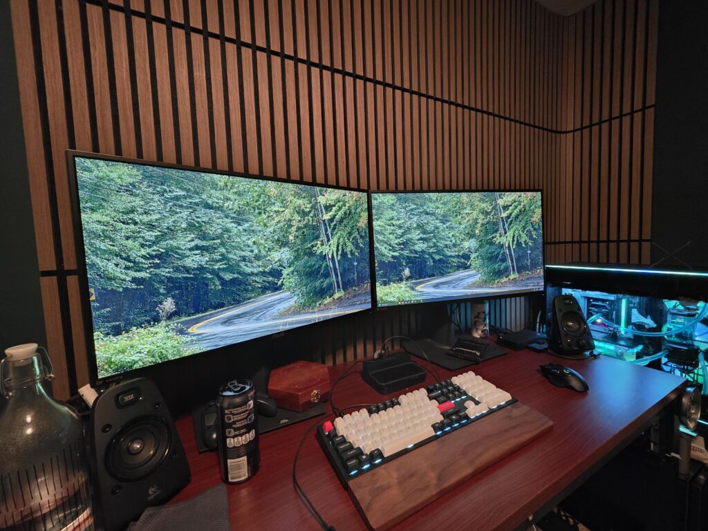 Just installed the acoustic panels. Really happy with how the curved ends turned out!