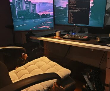 My chair-mounted split keyboard setup.