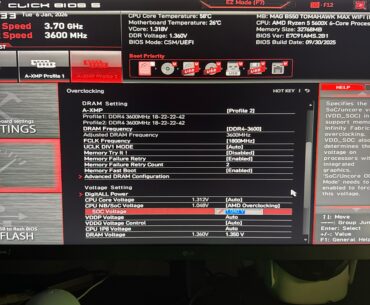 2x16gb corsair 3600mhz not going past 3200mhz